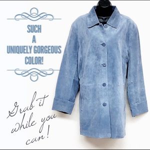 Nordstrom Bernardo Genuine Leather Blue Suede Coat